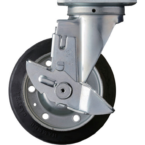 ハンマー　旋回式ゴム車輪　１５０ｍｍ　ストッパー付　  413S-R150  HAMMER CASTER