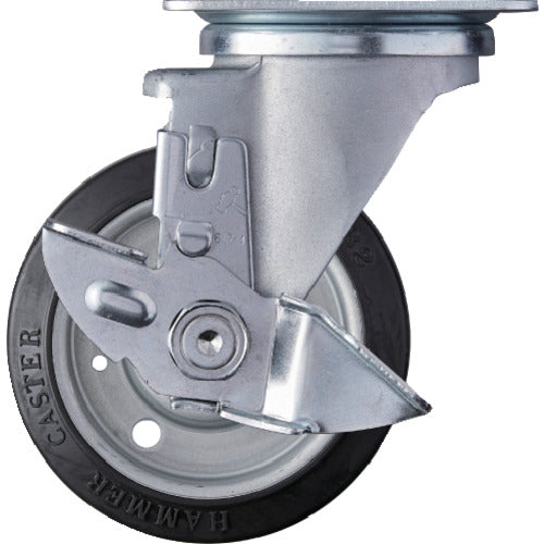 ハンマー　特殊鋼板製　自在　ＳＰ付　ゴムＢ車１００ｍｍ　  413YS-RBB100  HAMMER CASTER
