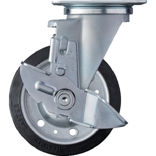 ハンマー　特殊鋼板製　自在　ＳＰ付　ゴムＢ車１２５ｍｍ　  413YS-RBB125  HAMMER CASTER