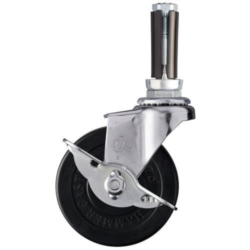 ハンマー　ＥＵシリーズ　パイプ差込み　自在ＳＰ付　ゴム車輪　７５ｍｍ　  4151EU-R75  HAMMER CASTER