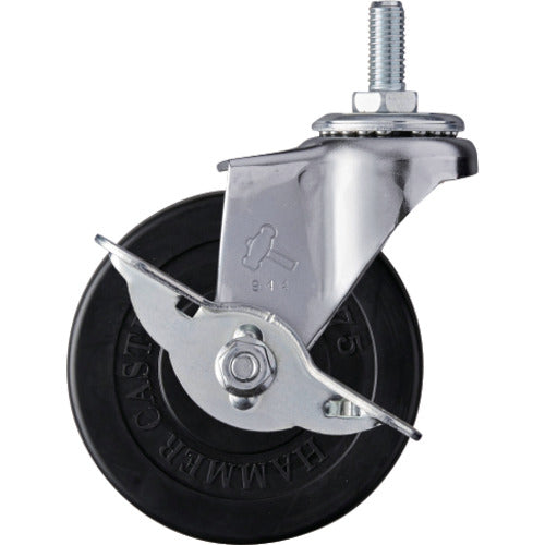 ハンマー　ねじ込み旋回式ゴム車輪　７５ｍｍ　Ｗ３／８　ストッパー付　  415A-20R75  HAMMER CASTER