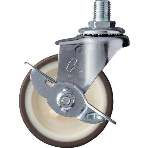 ハンマー　ねじ込み旋回式ウレタン車輪（ナイロンホイール）６５ｍｍ　Ｍ１２　ストッパー付　  415A-3UR65  HAMMER CASTER