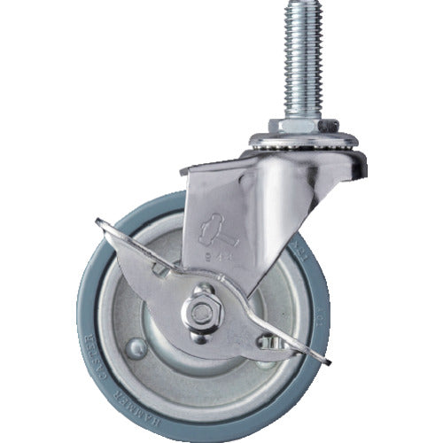 ハンマー　ねじ込み旋回式ゴム車輪（スチールホイール）７５ｍｍ　ストッパー付　  415EA-PR75  HAMMER CASTER