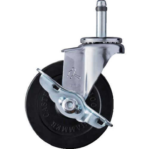 ハンマー　差込み旋回式ゴム車輪　１００ｍｍ　ストッパー付　  415K-R100  HAMMER CASTER