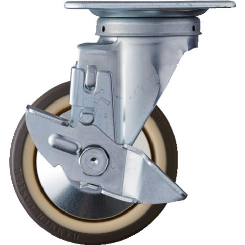 ハンマー　旋回式ウレタン車輪（ナイロンホイール・ボールベアリング）１２５ｍｍ　ストッパー付　  419S-UB125  HAMMER CASTER