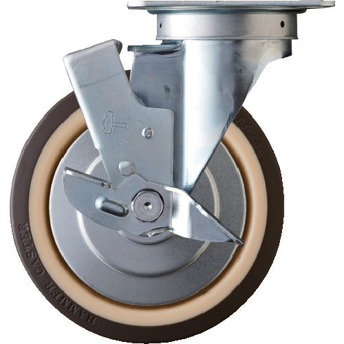 ハンマー　旋回式ウレタン車輪（ナイロンホイール・ボールベアリング）２００ｍｍ　ストッパー付　  419S-UB200  HAMMER CASTER