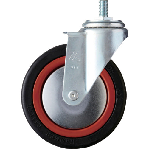 ハンマー　ねじ込み旋回式ゴム車輪（ナイロンホイール・ボールベアリング）１２５ｍｍ　Ｍ１２　  4200MA-RB125  HAMMER CASTER