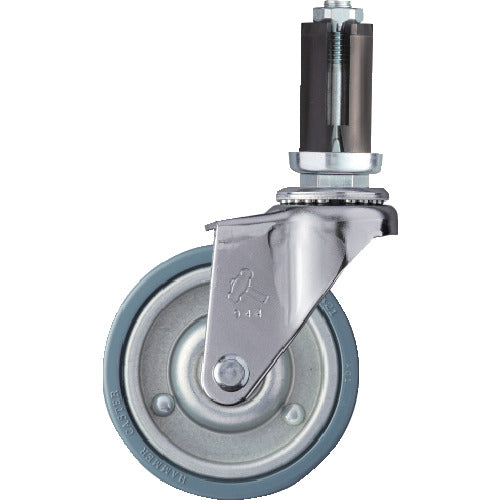 ハンマー　パイプ差込み旋回式ゴム車輪（スチールホイール）７５ｍｍ　φ２２〜２４用　  4203EU-PR75  HAMMER CASTER