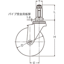 画像をギャラリービューアに読み込む, ハンマー　パイプ差込み旋回式ゴム車輪　５０ｍｍ　φ２２〜２４用　  4203EU-R50  HAMMER CASTER
