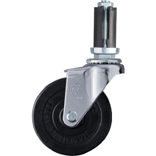 ハンマー　パイプ差込み旋回式ゴム車輪　７５ｍｍ　φ２２〜２４用　  4203EU-R75  HAMMER CASTER
