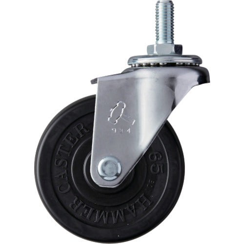 ハンマー　ねじ込み旋回式ゴム車輪　６５ｍｍ　Ｗ３／８　  420A-20R65  HAMMER CASTER