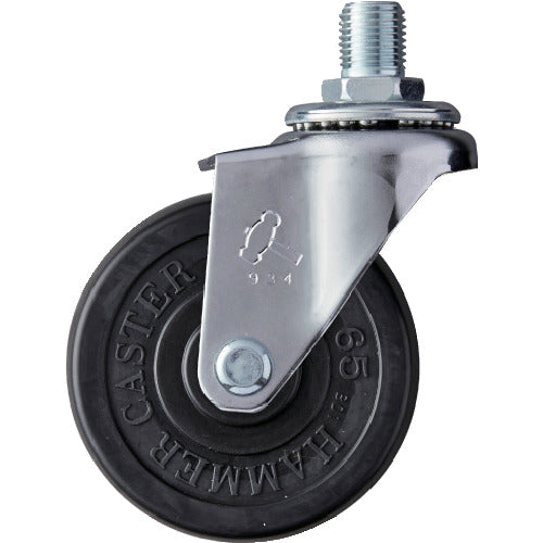 ハンマー　ねじ込み旋回式ゴム車輪　６５ｍｍ　Ｍ１２　  420A-30R65  HAMMER CASTER