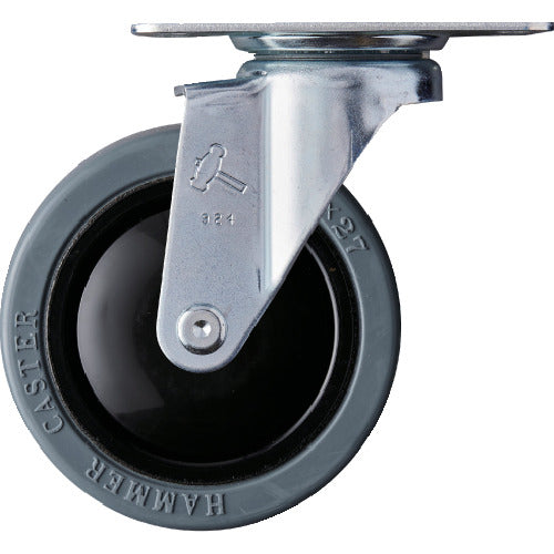 ハンマー　静音旋回式ゴム車輪（ナイロンホイール・ラジアルボールベアリング）１００ｍｍ　  420BBE-FR100  HAMMER CASTER