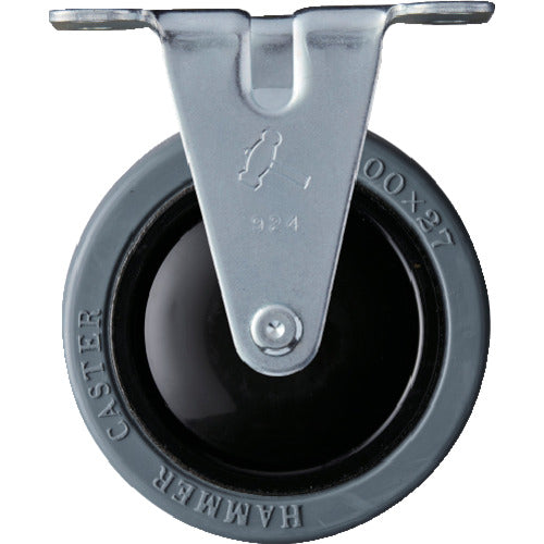 ハンマー　静音固定式ゴム車輪（ナイロンホイール・ラジアルボールベアリング）１００ｍｍ　  420BER-FR100  HAMMER CASTER