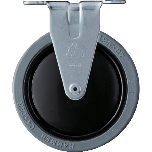 ハンマー　静音固定式ゴム車輪（ナイロンホイール・ラジアルボールベアリング）１２５ｍｍ　  420BER-FR125  HAMMER CASTER
