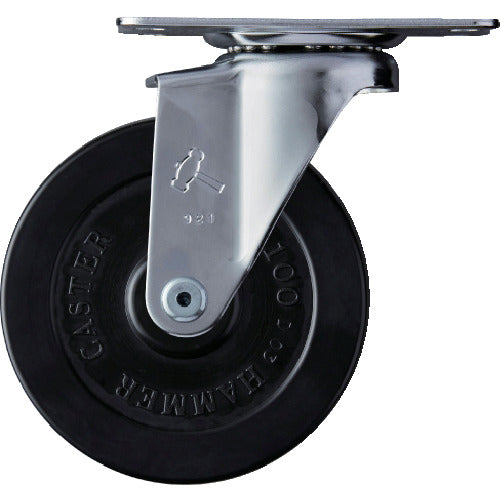 ハンマー　旋回式ゴム車輪（ローラーベアリング）１００ｍｍ　  420E-RDB100  HAMMER CASTER