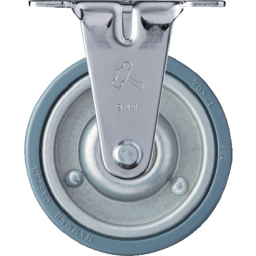 ハンマー　固定式ゴム車輪（スチールホイール）７５ｍｍ　  420ER-PR75  HAMMER CASTER