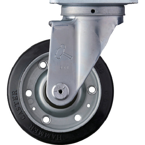 ハンマー　旋回式ゴム車輪（スチールホイール・ローラーベアリング）１２５ｍｍ　  420S-RB125  HAMMER CASTER