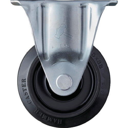 ハンマー　静音固定式ゴム車輪（ナイロンホイール・ラジアルボールベアリング）１２５ｍｍ　  420SR-FR125  HAMMER CASTER