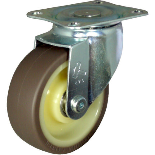 ハンマー　軽量薄板鋼板製旋回式ウレタンキャスター（ナイロンホイール・ボールベアリング）７５ｍｍ　  460S-UBB75  HAMMER CASTER