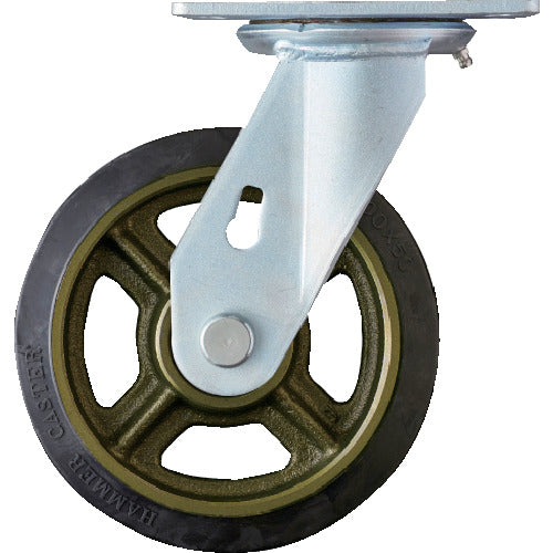 ハンマー　重荷重用旋回式ゴム車輪（イモノホイール・ラジアルボールベアリング）２００ｍｍ　  500BPS-CR200  HAMMER CASTER