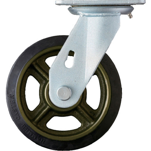 ハンマー　重荷重用旋回式ゴム車輪（イモノホイール・ラジアルボールベアリング）２００ｍｍ　  500HPS-CR200  HAMMER CASTER