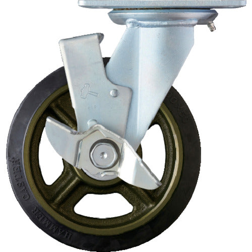 ハンマー　重荷重用旋回式ゴム車輪（イモノホイール・ラジアルボールベアリング）２００ｍｍ　ＳＰ付　  519BPS-CR200  HAMMER CASTER