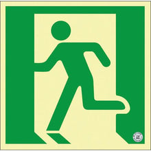 画像をギャラリービューアに読み込む, 緑十字　中輝度蓄光避難誘導ステッカー標識　非常口　ＴＳＮ８０５　１２０×１２０ｍｍ　消防認定品
