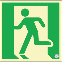 画像をギャラリービューアに読み込む, 緑十字　中輝度蓄光避難誘導ステッカー標識　非常口　ＴＳＮ８１５　２００×２００ｍｍ　消防認定品
