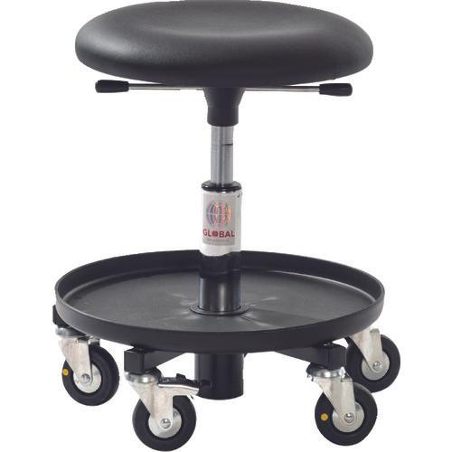 Ｇｌｏｂａｌ　ＥＳＤ対策　工具トレイ付作業チェア　樹脂製ベース　座高３７～５０ｃｍ