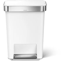画像をギャラリービューアに読み込む, シンプルヒューマン　プラスチックレクタンギュラ－ステップカン　４５Ｌ　ホワイト
