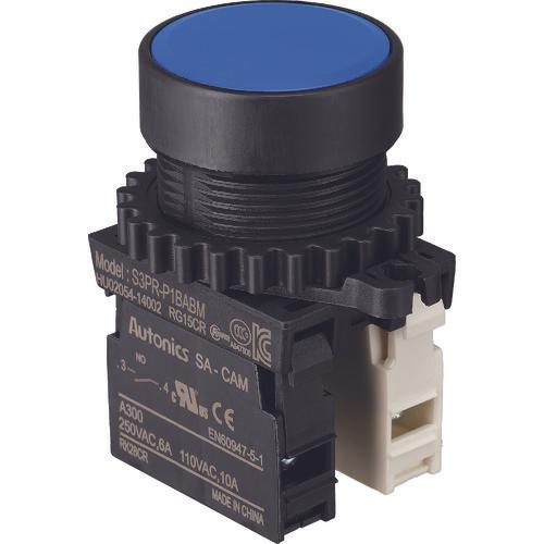 สวิตช์ปุ่มกด TRUSCO Φ30 1a-1b สีน้ำเงิน