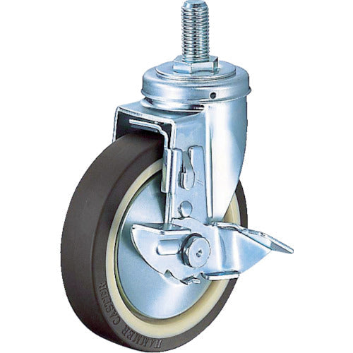 ハンマー　ねじ込み式　旋回式ウレタン車輪（ラジアルボールベアリング）１２５ｍｍ　ストッパー付