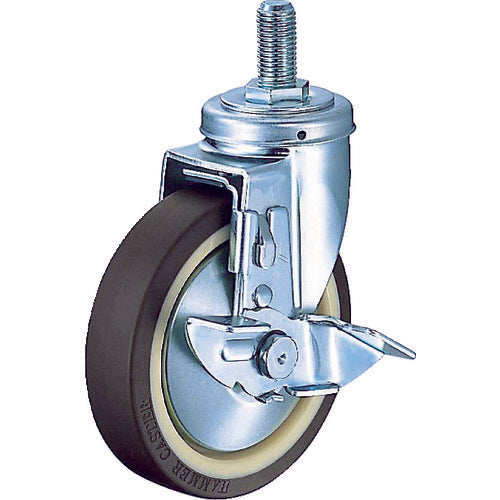ハンマー　ねじ込み式　旋回式ウレタン車輪（ラジアルボールベアリング）１５０ｍｍ　ストッパー付
