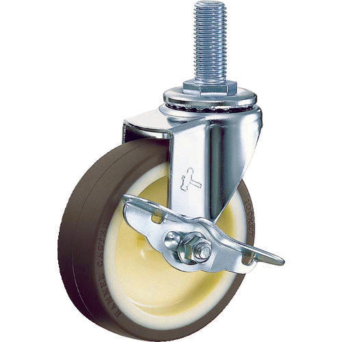ハンマー　ねじ込み旋回式ウレタン車輪（ナイロンホイール）７５ｍｍ　ストッパー付