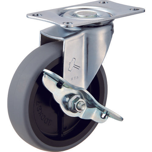 ล้ออีลาสโตเมอร์ชนิดหมุนได้ HAMMER CASTER E series (ล้อ PP) 100 มม. พร้อมตัวหยุด
