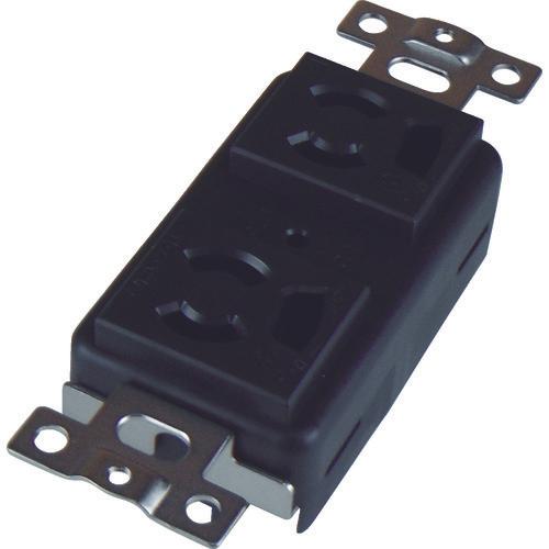 AMERICAN DENKI Retaining Type Duplex Horizontal Embedded Outlet Grounding 2P15A125V Black