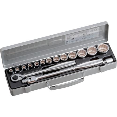 TONE socket wrench set, dodecagonal type, insertion angle 12.7mm, 16-piece set