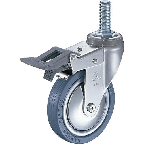 ハンマー　ねじ込み旋回式ゴム車輪　１００ｍｍ　トータルロック