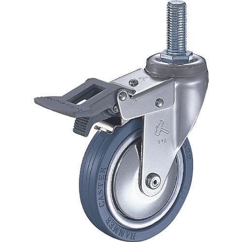 ハンマー　ねじ込み旋回式ゴム車輪　７５ｍｍ　トータルロック