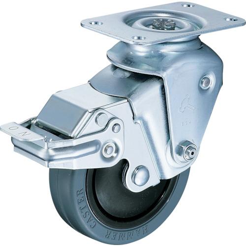 ハンマー　クッションキャスター旋回式ゴム車輪　１００ｍｍ　線径２．０ｍｍ　ストッパー付