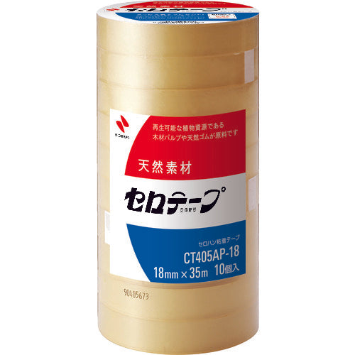 NICHIBAN sellotape for commercial use CT405AP-18mmX35m (10 rolls) Biomass mark certified product