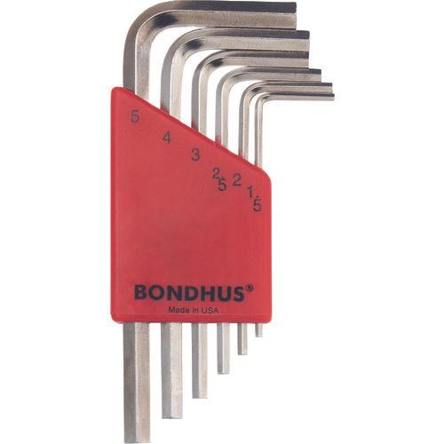 Cờ lê chữ L lục giác BONDHUS bộ ngắn 6 cái (1.5-5mm)