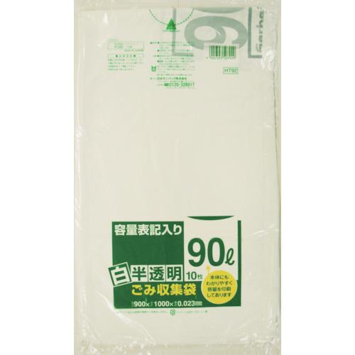 SANIPAK HT92 White Translucent Garbage Bag 90L 10 Pieces with Capacity Notation