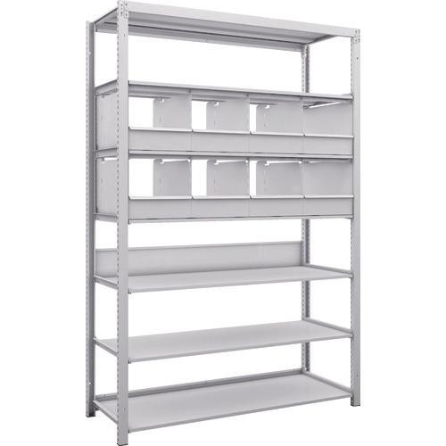 TRUSCO K1 ชั้นเก็บของความหนาแน่นสูงเคลือบสารต้านแบคทีเรีย H1900XW1250XD475 7 ระดับพร้อมถาดแบ่ง 8 ถาด