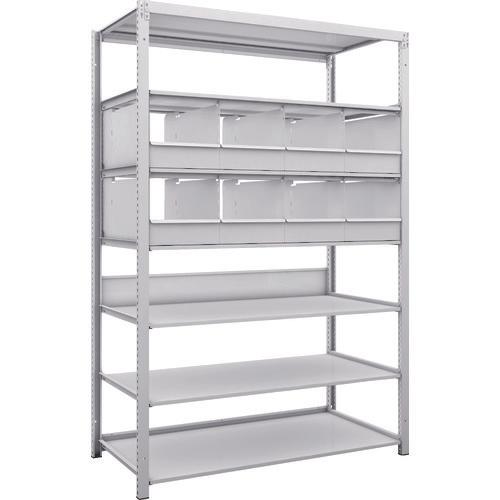 TRUSCO K1 ชั้นเก็บของความหนาแน่นสูงเคลือบสารต้านแบคทีเรีย H1900XW1250XD625 7 ระดับพร้อมถาดแบ่ง 8 ถาด