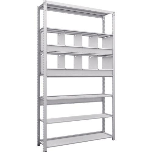 TRUSCO K1 ชั้นเก็บของความหนาแน่นสูงเคลือบสารต้านแบคทีเรีย H2200XW1250XD325 7 ระดับพร้อมถาดแบ่ง 8 ถาด