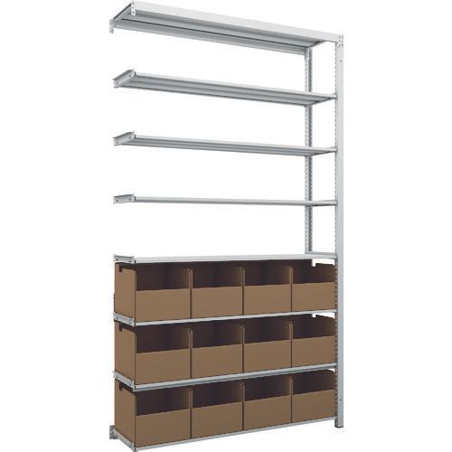 TRUSCO K1 ชั้นเก็บของความหนาแน่นสูงเคลือบสารต้านแบคทีเรีย H2200XW1250XD325 8 ชั้นพร้อมถัง 12 ถัง