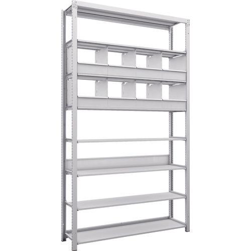 TRUSCO K1 ชั้นเก็บของความหนาแน่นสูงเคลือบสารต้านแบคทีเรีย H2200XW1250XD325 8 ชั้นพร้อมถาดแบ่ง 8 ถาด