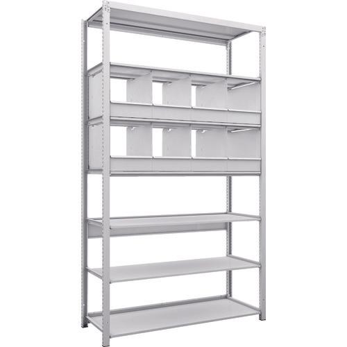 TRUSCO K1 ชั้นเก็บของความหนาแน่นสูงเคลือบสารต้านแบคทีเรีย H2200XW1250XD475 7 ระดับพร้อมถาดแบ่ง 8 ถาด